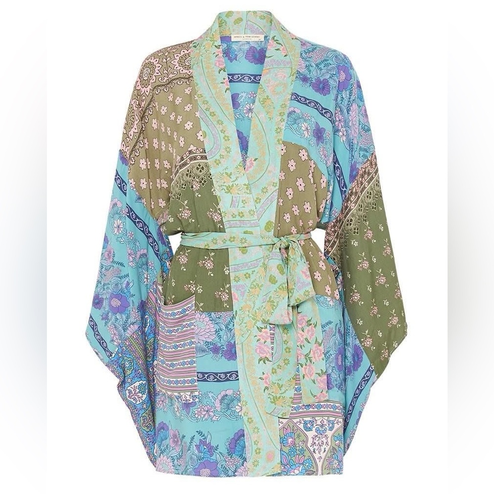 Spell ocean renew patchwork robe kimono